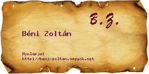 Béni Zoltán névjegykártya